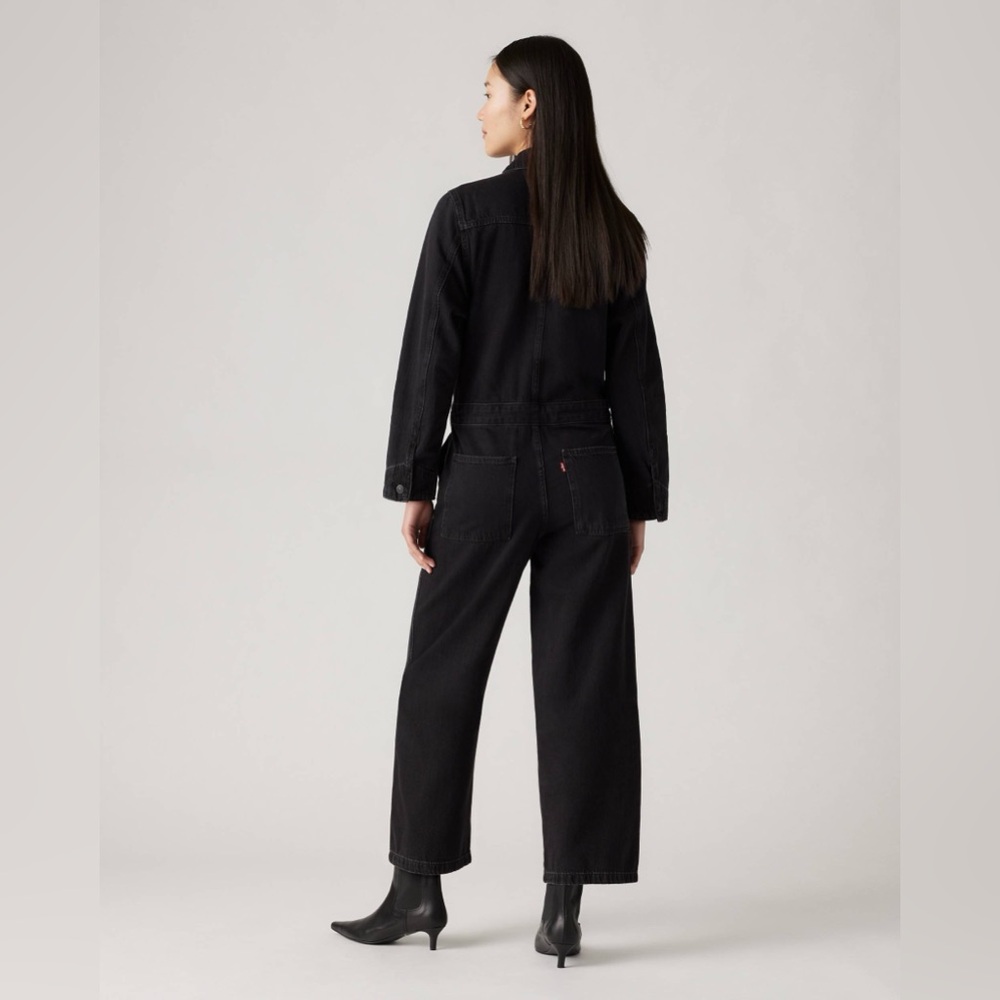 Levi's Premium ICONIC JUMPSUIT Black Denim One Piece Jeans Medium New NWT $128 - Picture 6 of 12